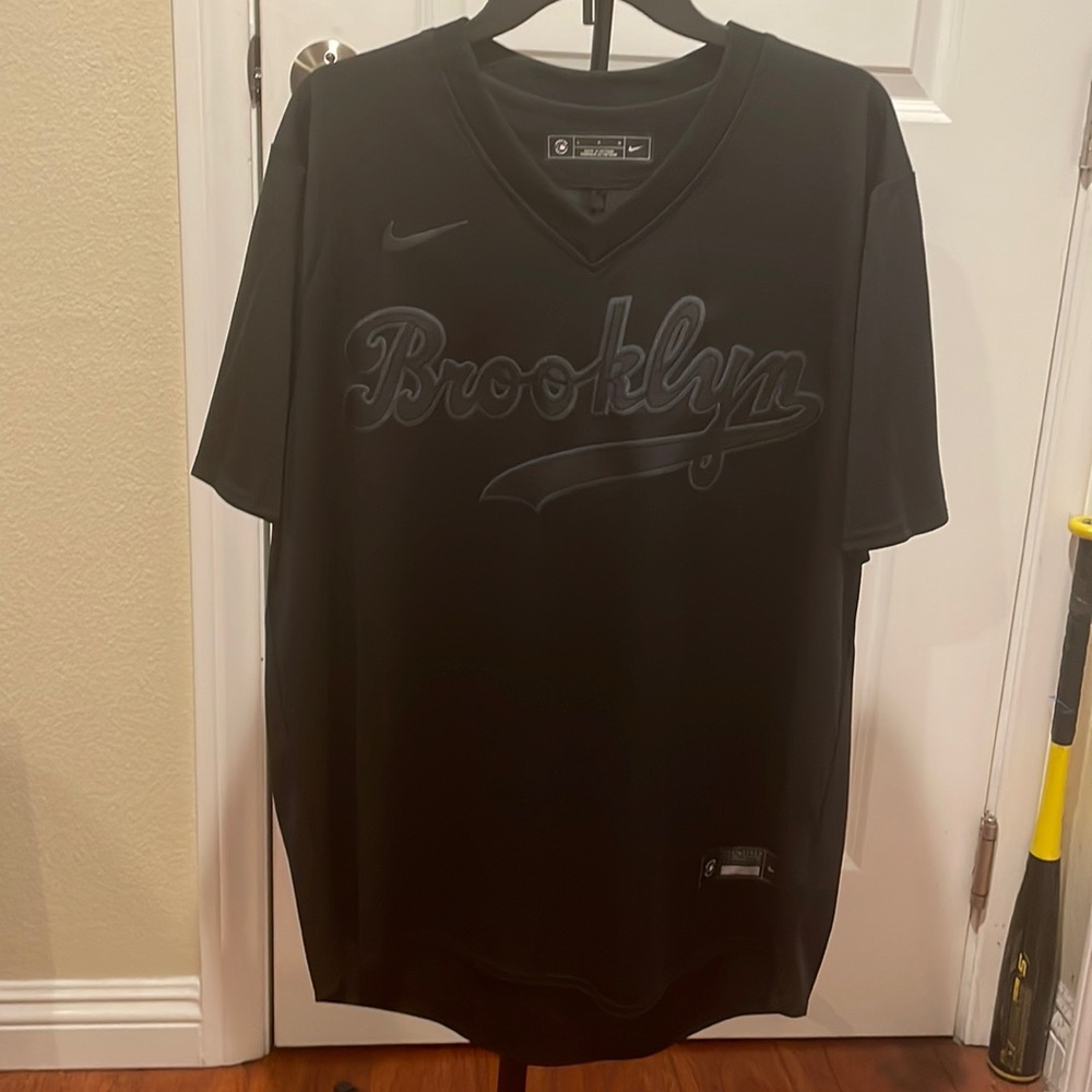 NWT Nike Brooklyn Dodgers Black Pitch Black Fashion Jersey Men's Size LARGE